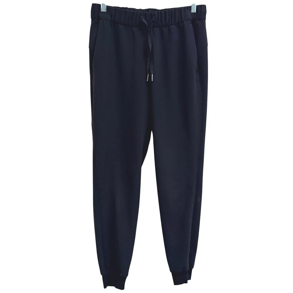 Lululemon On The Fly Jogger Pants Black 7/8 Length Travel Woven Mid Rise